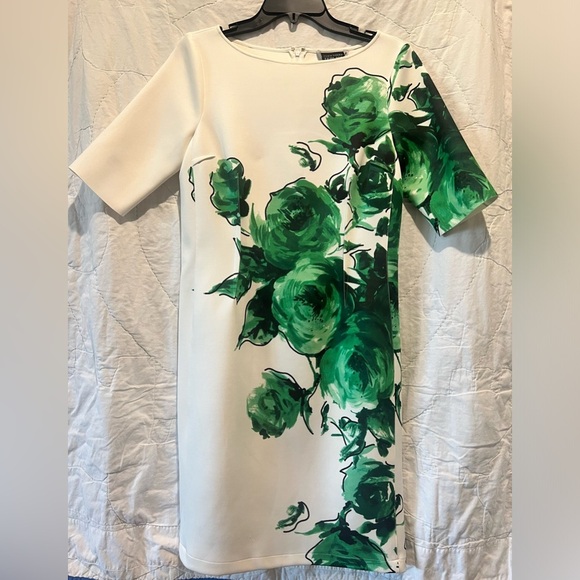 Rickie Freeman Terri Jon - Green Floral Dress Sz10 - Picture 1 of 12